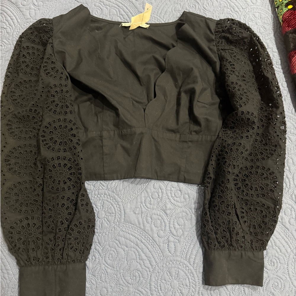 Abercrombie & Fitch Black Eyelet Blouse